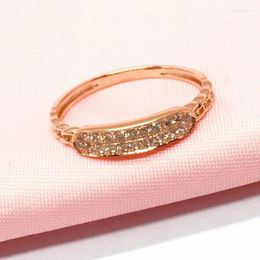 Anillos de racimo 585 Cristal de oro púrpura para mujeres plateado 14k rosa moda simple diseño de cadena lateral joyería de anillo de compromiso clásico