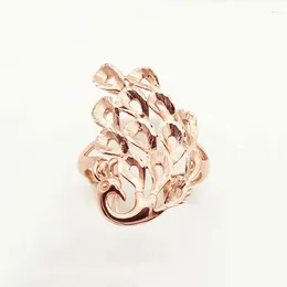 Anéis de cluster 585 roxo ouro pavão abertura para mulheres clássico artesanato 14k rosa oco simples arte atmosfera estilo chinês jóias