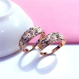 Cluster Ringen 585 Paars Vergulde 14K Rose Luxe Glanzend Voor Vrouwen Verstelbare Prachtige Vakmanschap Klassieke Sieraden