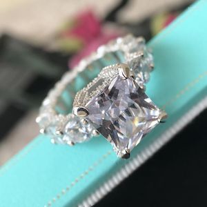 Bagues de fiançailles 5ct D couleur coupe rayonnante Moissanite diamant bague de fiançailles en argent Sterling 925 pour femmes bijoux