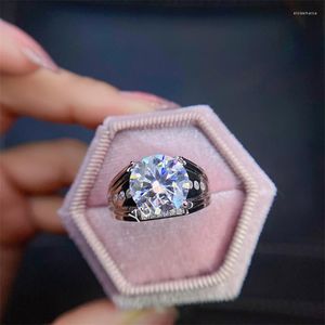 Clusterringen 5ct Moissanite herenring 925 zilveren mooie fireecolour diamant vervangende luxe bruiloft voor koppels