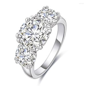 Bagues de grappe 5ct trois pierres D couleur Moissanite diamant fiançailles mariage 925 argent Sterling pour les femmes