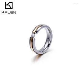 Cluster Ringen 5mm 3 Kleuren Kubieke Zirkoon Ring Mannen Titanium Staal HipHop Sieraden #6-#11