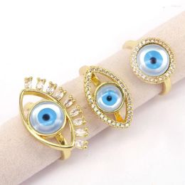 Bagues de cluster 5pcs 2023 Lucky Blue Eye Mop Shell Bague pour femmes Charme Réglable Doigt De Luxe CZ Bijoux Cadeau