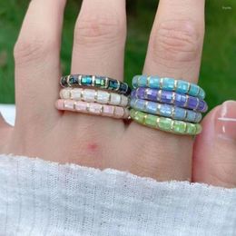 Cluster Rings 5Pcs Gold Shell Ring Coloré Nacre Multicolore Minimaliste Réglable Cadeau Pour Elle