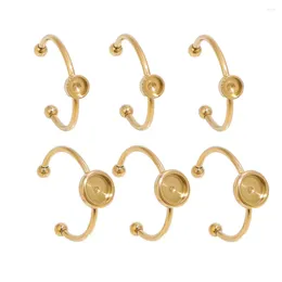 Anneaux de cluster 5pcs paramètres de bague réglables en acier inoxydable 4mm 6mm base vierge cabochons de verre camée plateau lunette pour les résultats de fabrication de bijoux