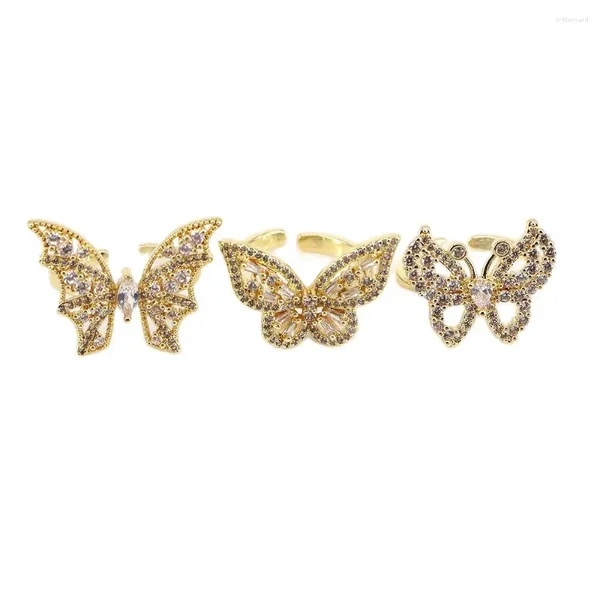 Anneaux de cluster 5pcs Vintage Boho Crystal Butterfly pour femmes Zircon Insect Knuckle Bague de mariage Bijoux Cadeaux