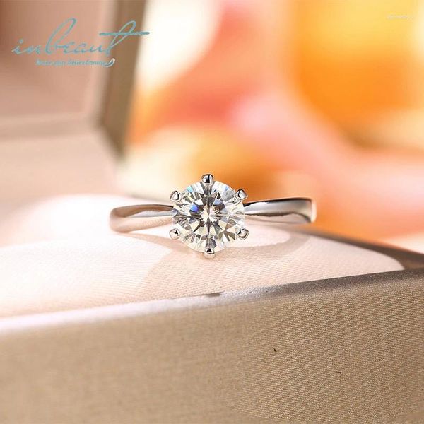Cluster Anneaux 6,5 mm 1 D Color Moisanite Ring Silver 925 Brilliant Cut Round Diamond for Women Luxury Wedding Bijoux