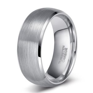 Clusterringen 6/8 mm Silver Color Men Tungsten Carbide Ring Flat Polished Borde Wedding Band Betrokkenheid Groothandel juwelen Bague Homme