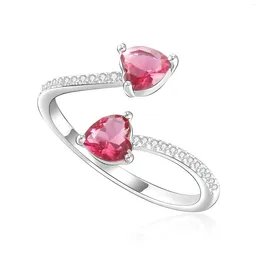 Cluster Ringen 6 Kleuren Voor Vrouwen Prinses Huwelijksvoorstel Roze Hart Zirconia Ring Romantische Verloving Bruiloft Sieraden Bijoux