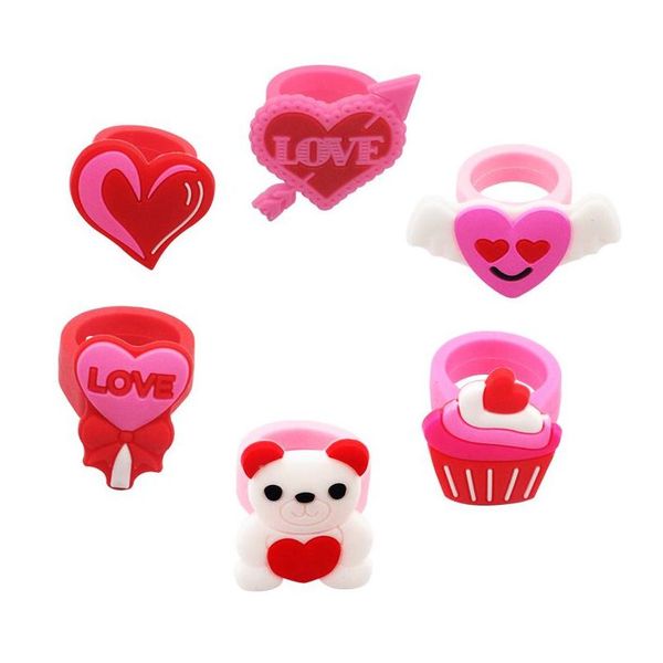 Cluster Anneaux 6 Styles Dessin Animé Creative Amour Ours Enfants Anneau Bébé Mode Saint Valentin Cadeaux Drop Delivery Bijoux Dhats