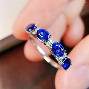 Clusterringen 6027 Solid 18K Gold Nature 1.66ct Blue Sapphire edelstenen diamanten voor vrouwen fijne sieraden geschenken