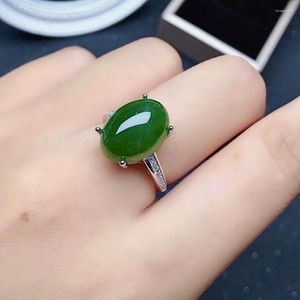 Cluster Ringen 6ct 10mm 14mm Natuurlijke Jade Ring Sterling Zilver Groen Sieraden 18K Gold Plating Edelsteen