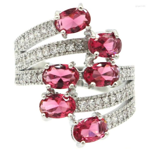 Bagues en grappe 6g925 Bague en ARGENT STERLING SOLIDE Saphir Blanc Framboise Rhodolite Grenat Vert Péridot Topaze Mystique Haute Tendance Poli