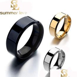 Anillos de racimo 6 mm 8 mm oro sier negro tungsteno anillos de acero inoxidable para mujeres hombres simple compromiso brillante joyería de moda regalo gota DH4CJ