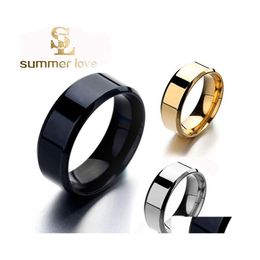 Anillos de racimo 6Mm 8Mm Oro Sier Negro Tungsteno Acero inoxidable Para Mujeres Hombres Compromiso brillante simple Joyería de moda Regalo Drop Deliv Dhgds