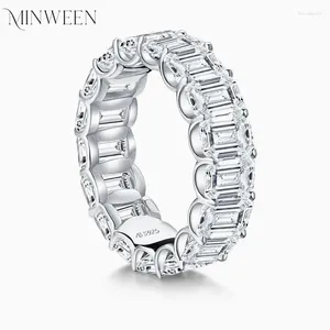 Branche de mariage Emerald Cut 6x4mm Band émeraude pour femmes 925 Silver Sona Simulate Diamond Engagement Ring Jewelry