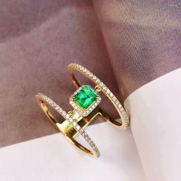Clusterringen 7109 Solide 18k gele gouden natuur groen smaragd 0.33ct voor vrouwen verjaardagscadeautjes fijne sieraden