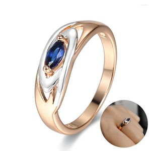 Bagues en grappe 7mm de large bague en pierre bleue pour femmes bijoux cadeaux 585 Rose mixte or blanc couleur 2023 LGR73