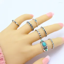 Bagues de cluster 7pcs ensemble simple pour femmes ethniques vintage bijoux de mode mujer punk ring party