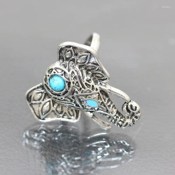 Anneaux de cluster 8 pcs / set bleu pierre éléphant serpent géométrique boho vintage argent plaqué doré midi pour les femmes