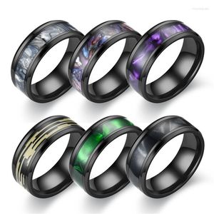 Anillos de racimo 8 mm para hombres Negro Acero inoxidable Moda Charm Sieraden Pareja Anillo Colorido Mate Superficie Hip Hop Joyería