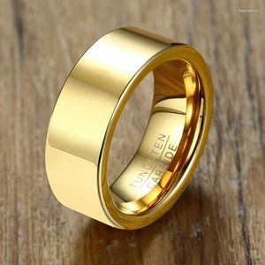 Cluster Ringen 8mm Tungsten Stalen Ring Goud Kleur Mannen Eenvoudige Accessoires Sieraden Wedding Band Carbide