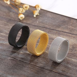 Clusterringen 8 mm breed roestvrijstalen ringen paar ringen vervormbare mesh accessoires voor vrouwen mannen sieraden huwelijkscadeau 230424