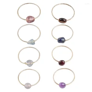 Cluster anneaux 8pcs mode guérison naturelle Stone Crystal ring chakra gemmestone empilable set for women girl teen