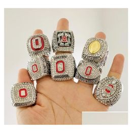 Cluster ringen 8st Ohio State Buckeyes nationaal kampioen kampioenschap ring set solide mannen fan brithday gift groothandel drop drop leveren Dhnjw