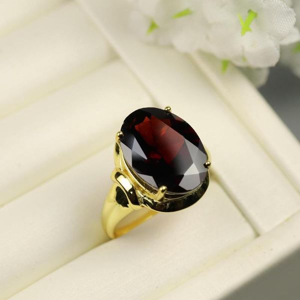 Bagues de cluster 9,5 ct naturel noir grenat pierre précieuse bague ovale coupe 12 16mm rare grande taille bijoux 925 argent sterling pour les femmes