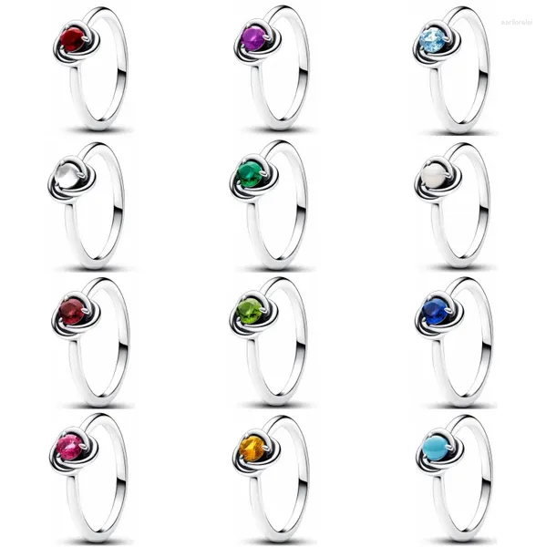 Bagues de cluster 925 Argent 2024 Noël Haute Qualité 12 Mois Birthstone Cercle d'éternité pour cadeau de bijoux pour femmes