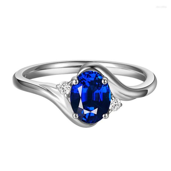 Cluster Anneaux 925 Silver Blue Spinel Gemstone For Women Women Wedding Wedding Sapphire Ring Adjustable Bijoux Wholesale