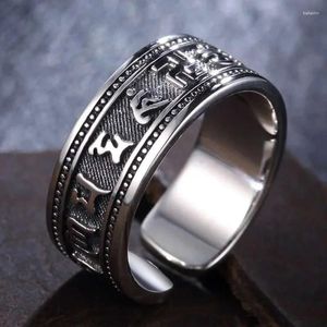 Cluster Ringen 925 Zilver In Zes Woord True Heart Sutra Ring Voor Vrouwen En Mannen Paar Nationale Stijl Partij Sieraden Verstelbaar