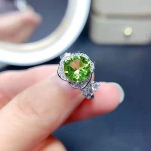 Anillos de racimo 925 joyería de plata con esmeralda circón verde oliva anillo de piedras preciosas para mujeres boda aniversario banquete fiesta regalos