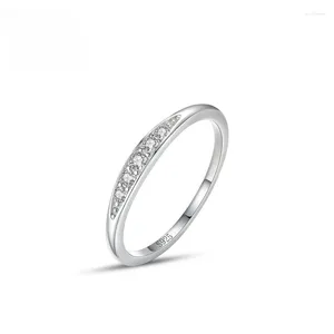 Cluster anneaux 925 Silver Korean Jewelry Ring Women's Simple Diamond Diamond Set Fine Style Association Fresh et Polydold Wedding