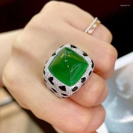 Cluster anneaux 925 Silver Leopard Imprimé redimencable pour les femmes énormes 12 Dapphire Ruby Emerald Gemstone Wedding Party Fine bijoux