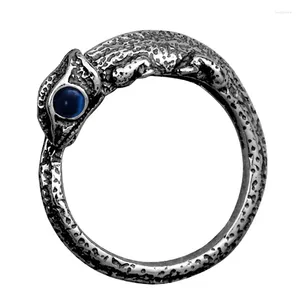 Bagues de cluster 925 Silver Lézard Bague pour hommes Bijoux Mode Crystal Eye Caméléon Animal en forme d'animal Accessoires de doigt réglable