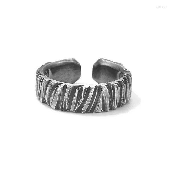 Anillos de racimo 925 Plata Original Anillo de pareja en blanco y negro Par de estilo neutro irregular simple para hombres para joyería de mujer