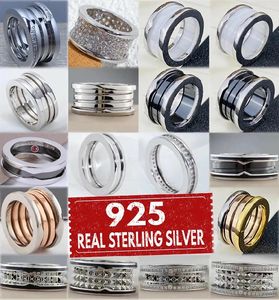 Cluster anneaux 925 Silver original printemps spiral céramique pour hommes et femmes Ring Roman Luxury Jewelry Brand Retro Party Festival