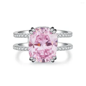 Bagues de cluster 925 Bague en argent Femme Fleur de cerisier Rose Diamant Haute Qualité Explosive Fleur Coupe Zircon