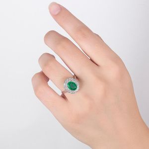 Bagues de grappe 925 argent femmes deux tons plaqué véritable Sterling vert émeraude Tourmaline anneau pour bijoux cadeaux