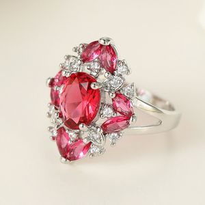 Bagues de cluster 925 Bague en argent sterling massif accrocheur rose framboise rhodolite grenat vert émeraude Londres bleu topaze CZ usage quotidien