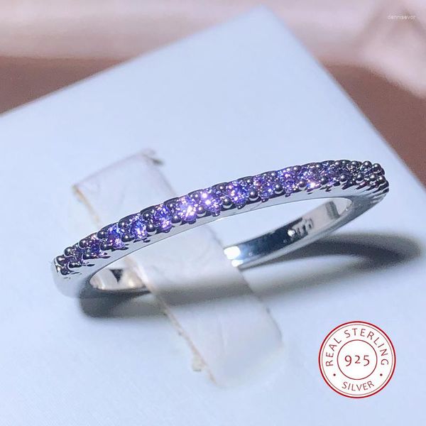 Anillos de racimo 925 sello delgado anillo de mujer colorido lleno de pequeño diamante Zirconia cúbica piedra boda compromiso joyería de moda regalo