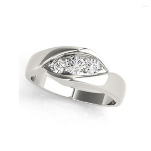 Cluster Ringen 925 Sterlign Zilver 0.5 Moissanite Diamant Drie Stenen Trouwringen Voor Vrouwen Engagement Sieraden