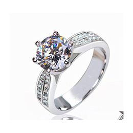 Bagues de cluster 925 Sterling Sier pour les femmes Original Engagement Mariage Rose Gold Crystal Bague de luxe Jewelr Yydhhome Drop Livraison Juif Dhreu