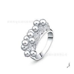 Anillos de racimo 925 Sterling Sier Smooth Grape Beads Anillo para mujer Moda Boda Compromiso Fiesta Regalo Charm Jewelry 1238 T2 Drop De Dhe5L