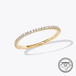 Clusterringen 925 Sterling Silve Gold Bubble For Women Round Cut Moissanite Solitaire Eternity Full Band Engagement Ring