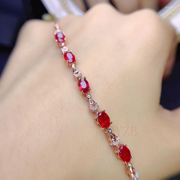 Cluster Rings 925 Sterling Silver 18k Gold Bracelet Pour Femmes Naturel Ruby Gemstone Haut De Gamme Prom Party Mode Collier À La Mode Cadeau