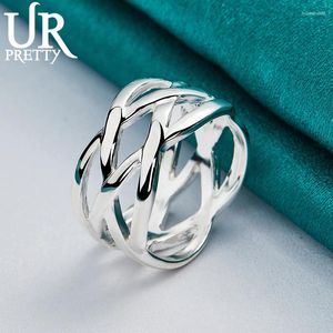 Cluster Ringen 925 Sterling Zilver 5-10 # Weave Ring Voor Vrouw Mannen Charme Sieraden Engagement Bruiloft Mode Geschenken